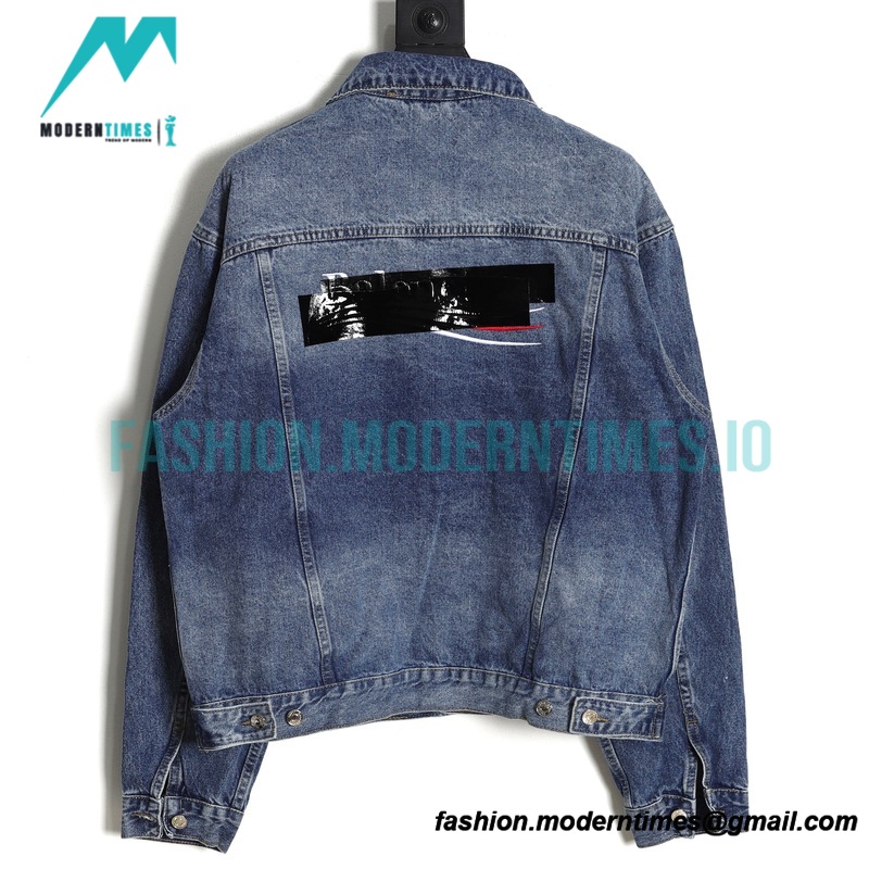  Balenciaga - 23SS Coke Embroidery Pressed Glue Alphabet Denim Jacket