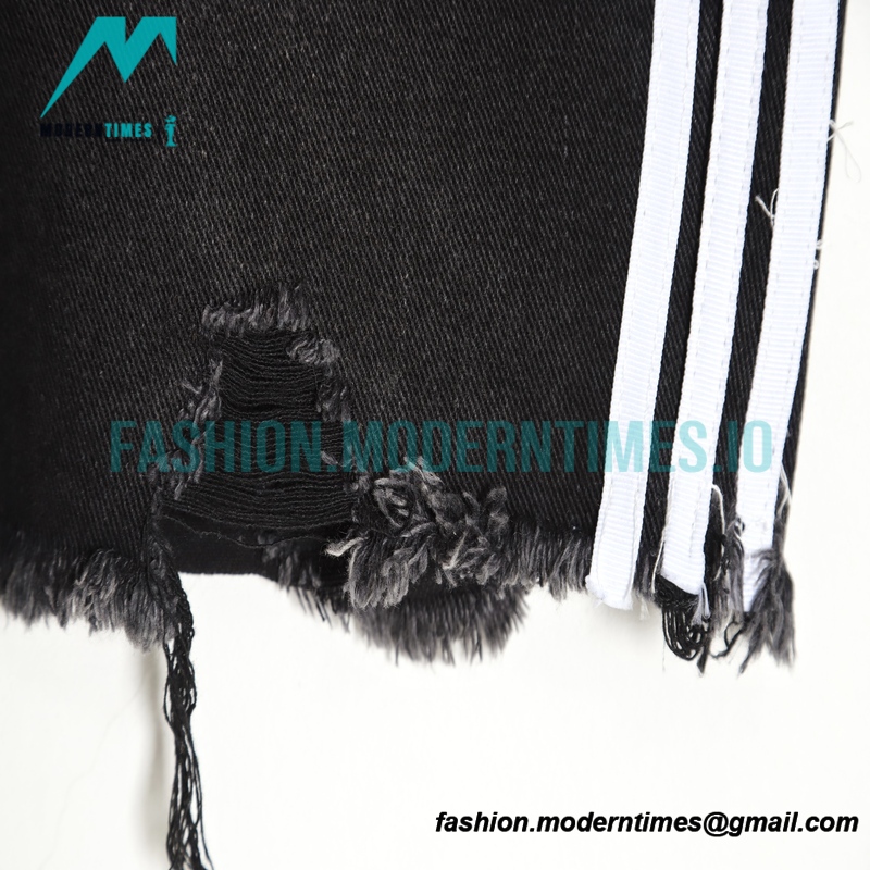 Balenciaga - Adidas 23SS Ripped Denim Shorts Pants With Striped 