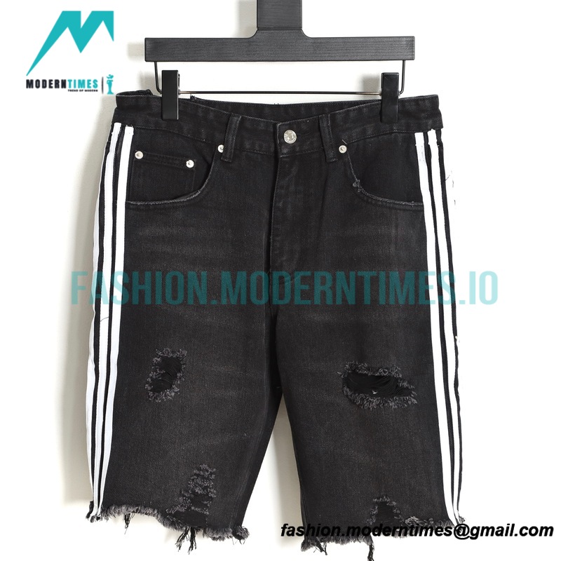 Balenciaga - Adidas 23SS Ripped Denim Shorts Pants With Striped 