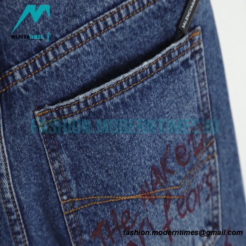 Balenciaga - Vintage Graffiti Ripped Denim Pants