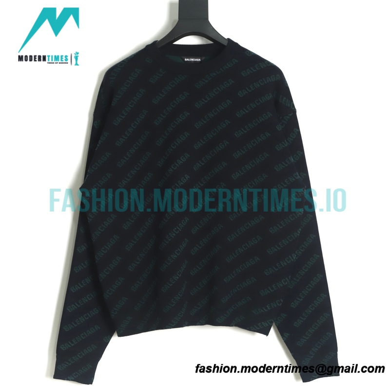 Balenciaga - 22FW Small Letter Bullet Jacquard Crewneck Sweater