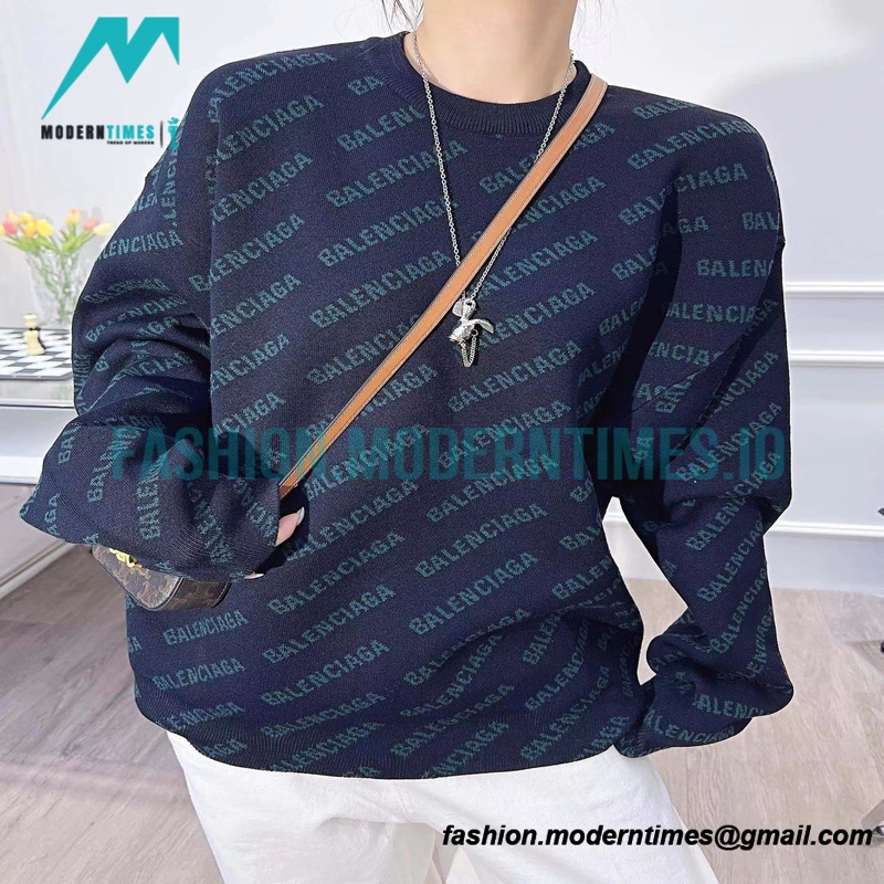 Balenciaga - 22FW Small Letter Bullet Jacquard Crewneck Sweater