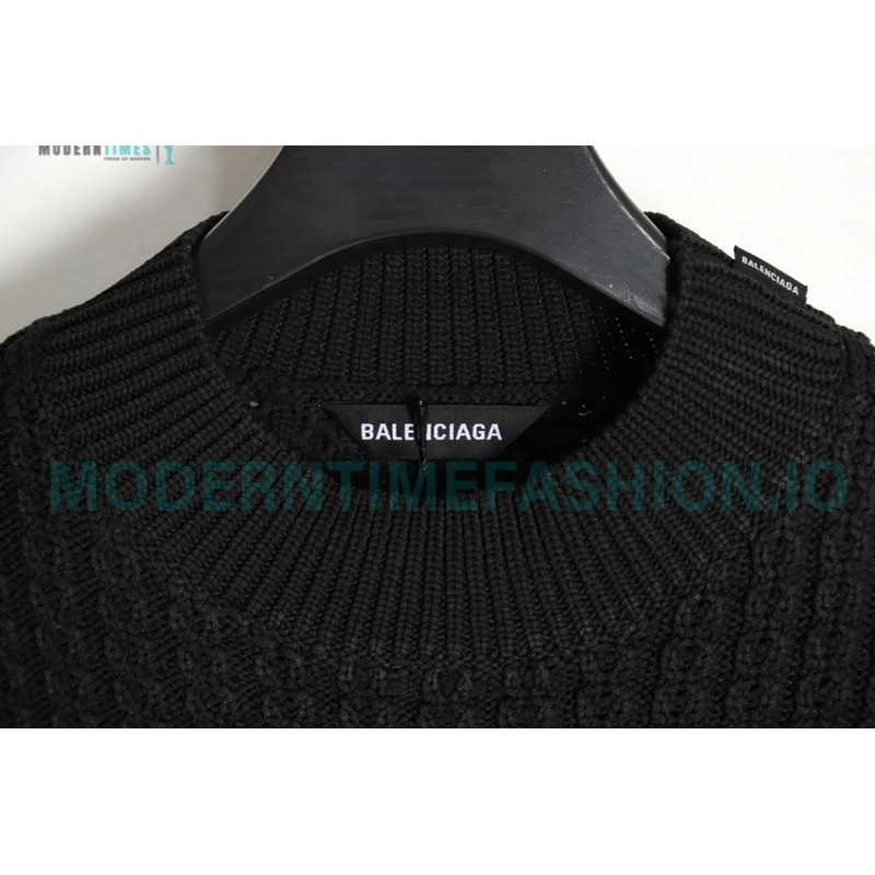 Balenciaga - 23FW Woolen Jacquard Shoulder Label Crewneck Sweater