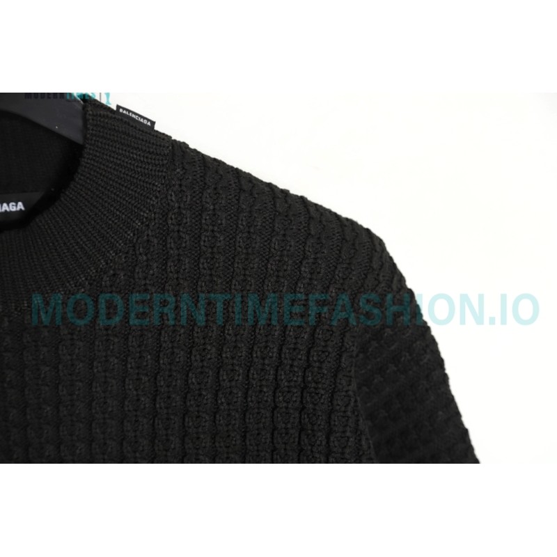 Balenciaga - 23FW Woolen Jacquard Shoulder Label Crewneck Sweater
