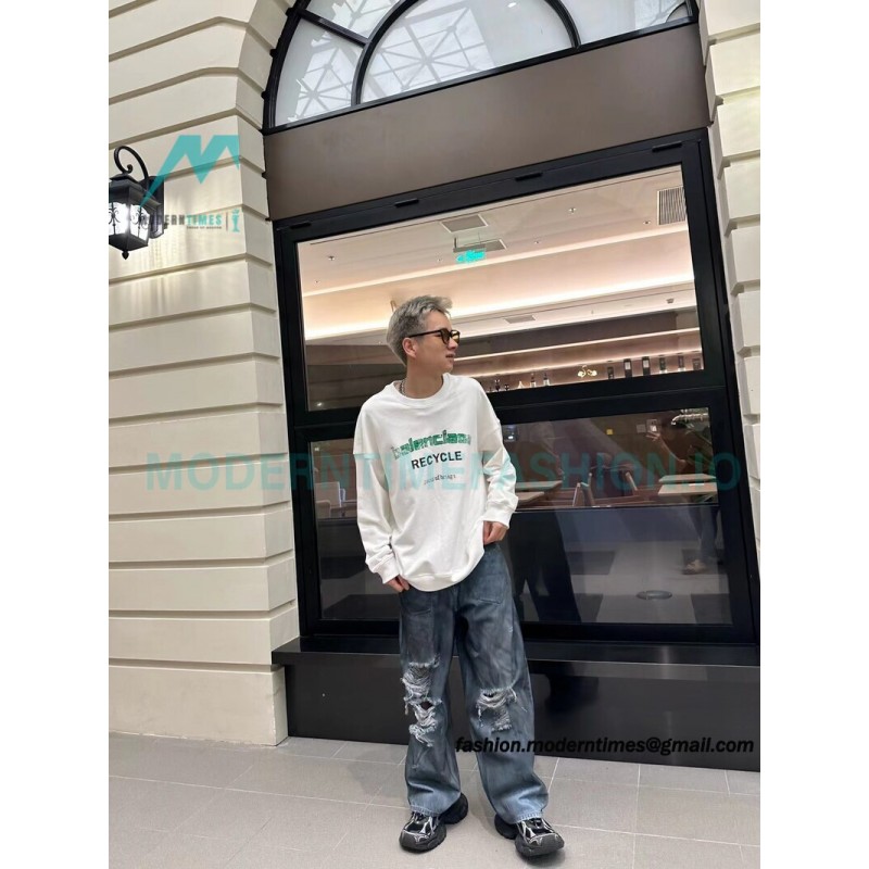 Balenciaga - Recycle Drill Letter Mottled Printed Crew-neck Sweatshirt