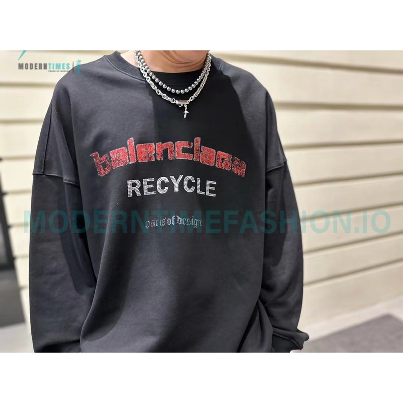 Balenciaga - Recycle Drill Letter Mottled Printed Crew-neck Sweatshirt