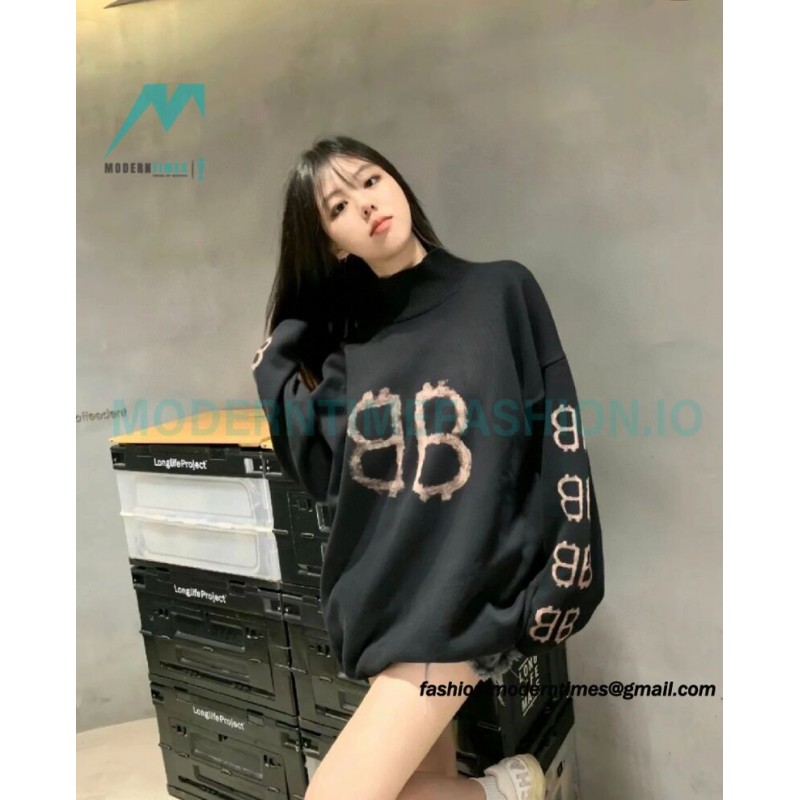 Balenciaga - 23FW Bitcoin Mud Dyed Turtleneck Sweater