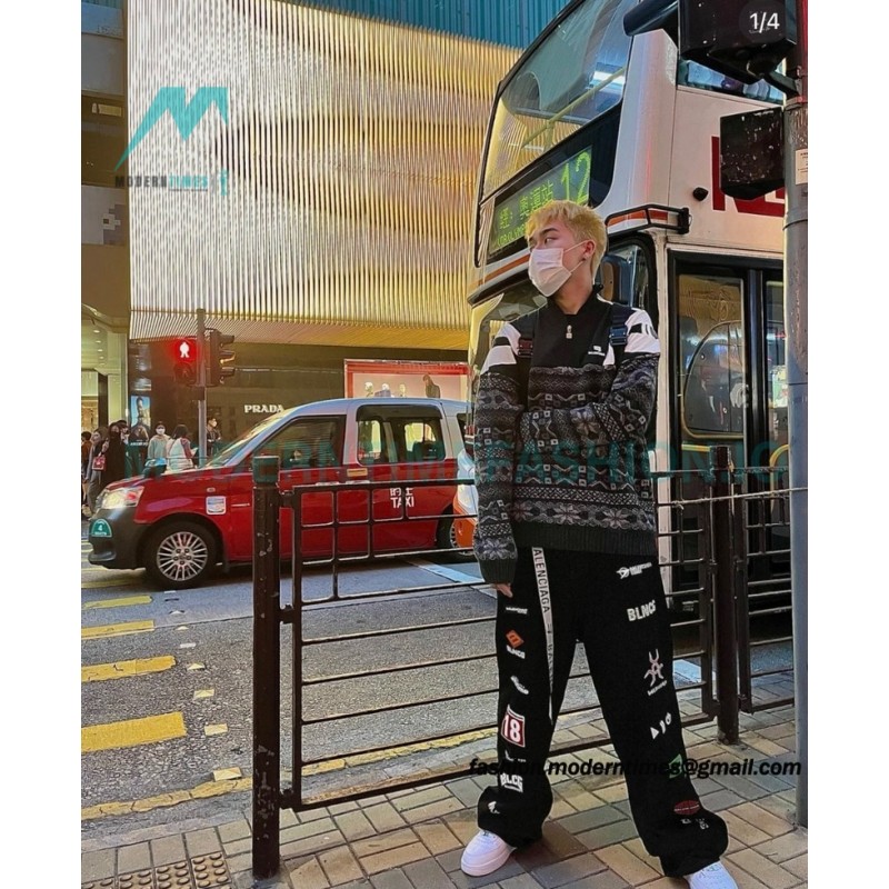 Balenciaga - 23FW Wool Blend Patchwork Hardshell Sweater