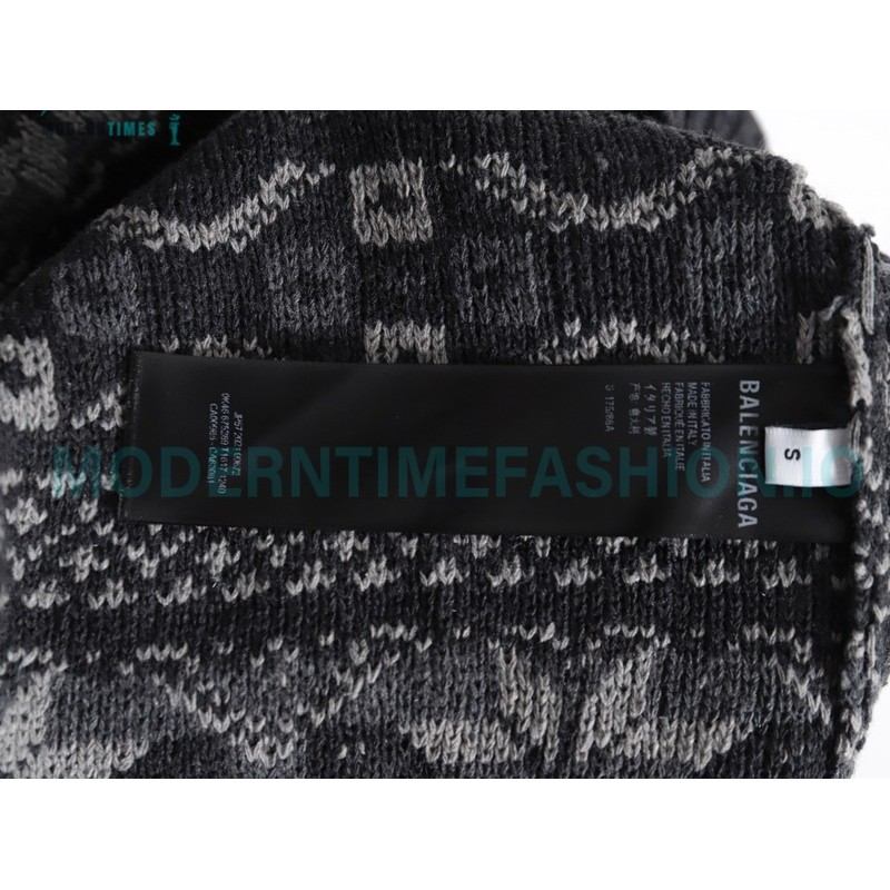 Balenciaga - 23FW Wool Blend Patchwork Hardshell Sweater