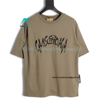 Gucci - Balenciaga Embroidered Logo Short Sleeve T-shirt