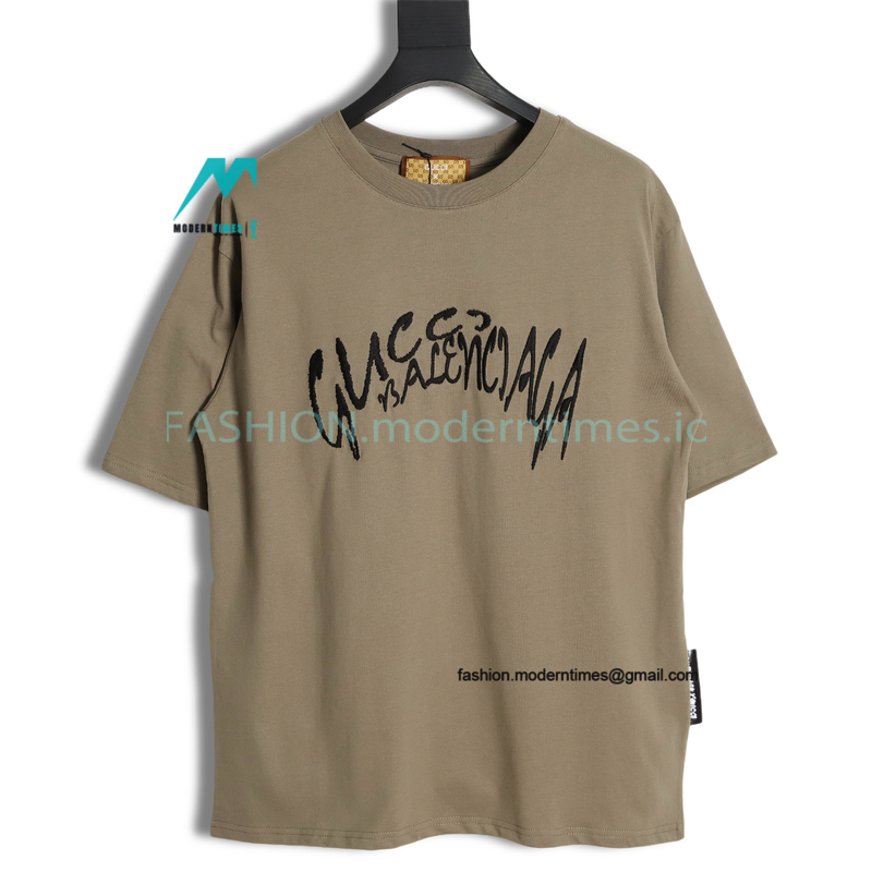 Gucci - Balenciaga Embroidered Logo Short Sleeve T-shirt