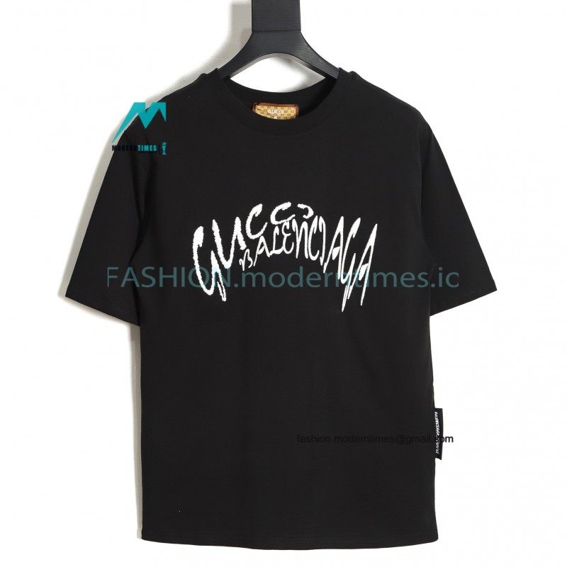 Gucci - Balenciaga Embroidered Logo Short Sleeve T-shirt