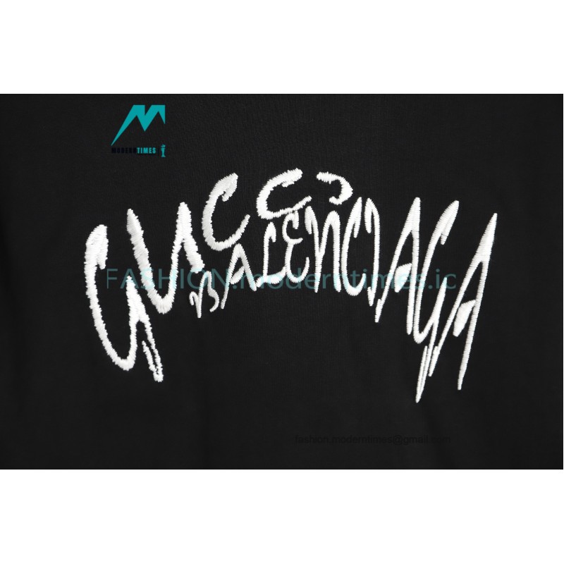 Gucci - Balenciaga Embroidered Logo Short Sleeve T-shirt