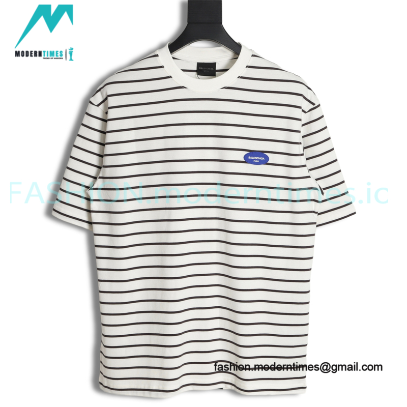 Balenciaga - Striped Silicone With Small Short Sleeve T-shirt