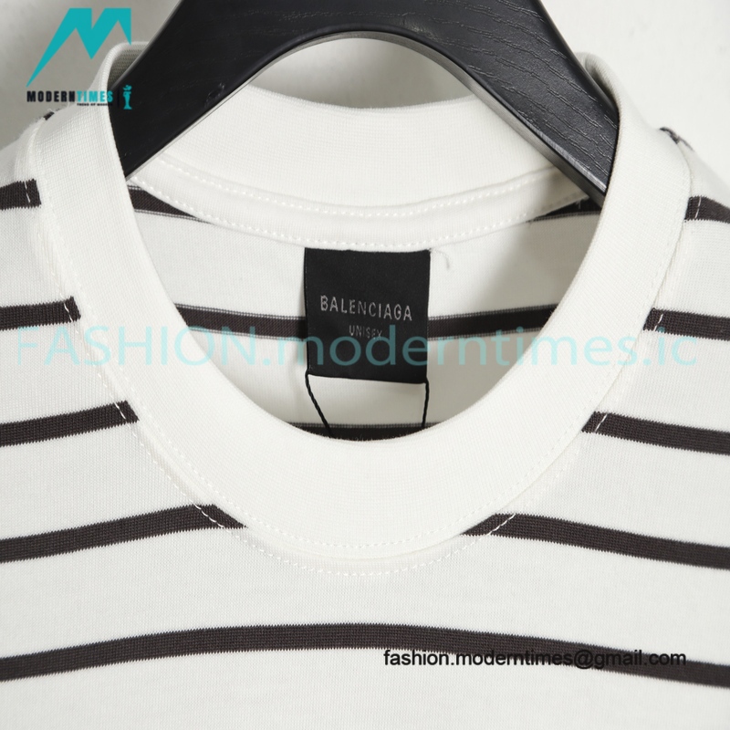 Balenciaga - Striped Silicone With Small Short Sleeve T-shirt