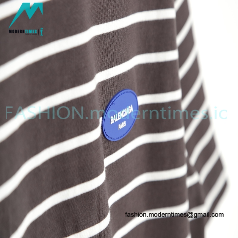 Balenciaga - Striped Silicone With Small Short Sleeve T-shirt