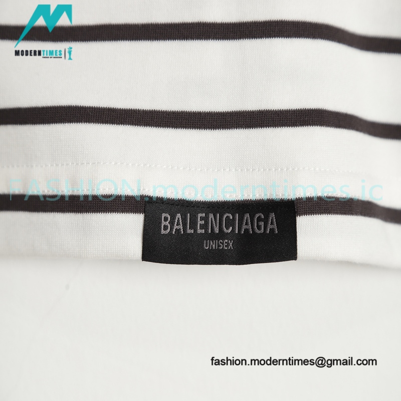 Balenciaga - Striped Silicone With Small Short Sleeve T-shirt