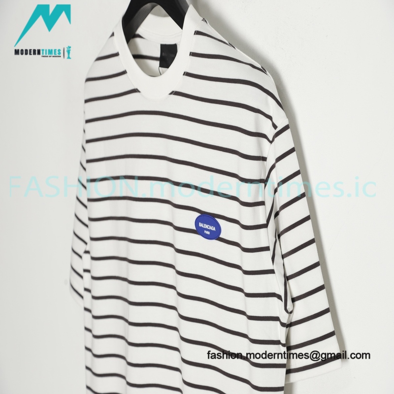 Balenciaga - Striped Silicone With Small Short Sleeve T-shirt