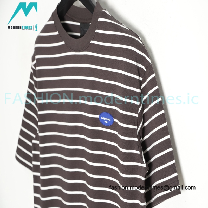 Balenciaga - Striped Silicone With Small Short Sleeve T-shirt