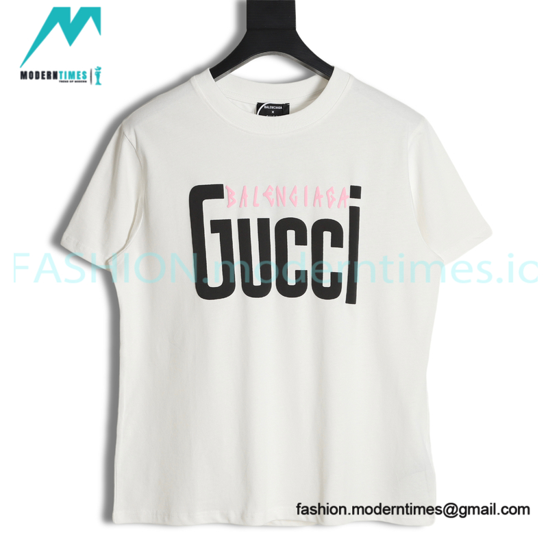 Balenciaga - Gucci Co-branded Letter Print Short Sleeve T-shirt