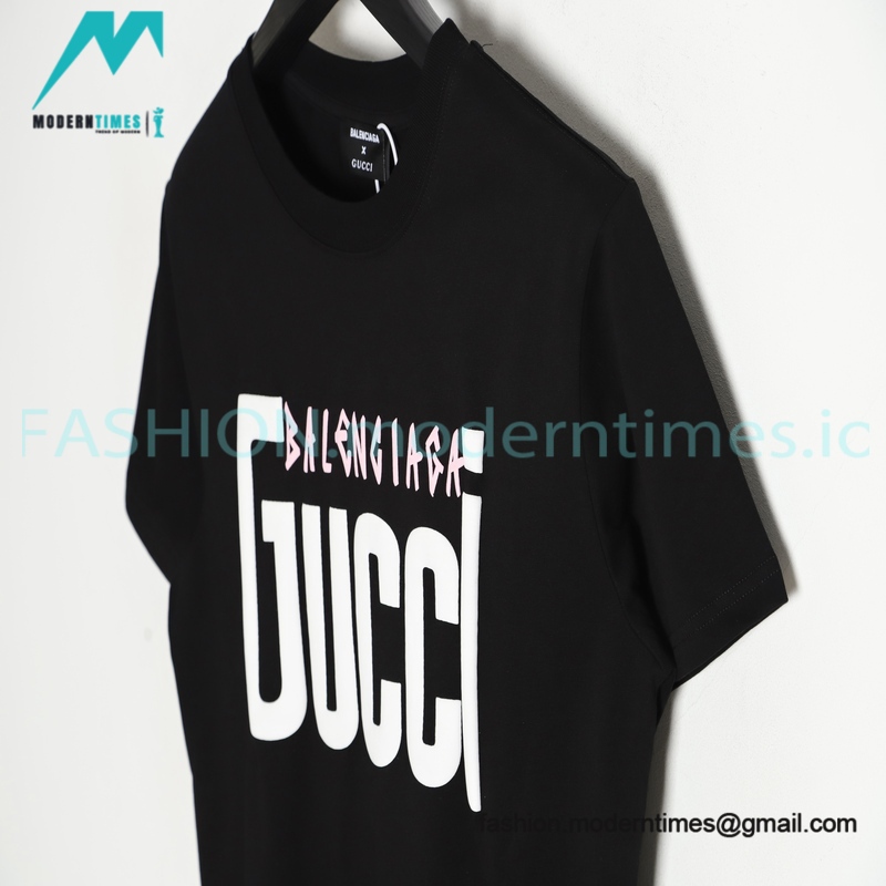 Balenciaga - Gucci Co-branded Letter Print Short Sleeve T-shirt