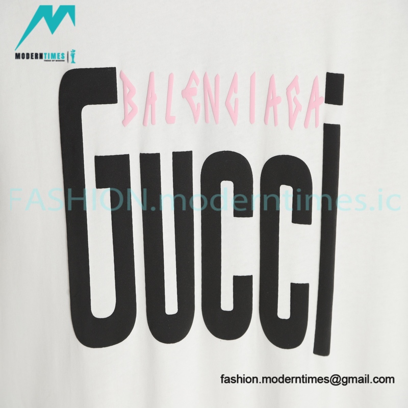 Balenciaga - Gucci Co-branded Letter Print Short Sleeve T-shirt