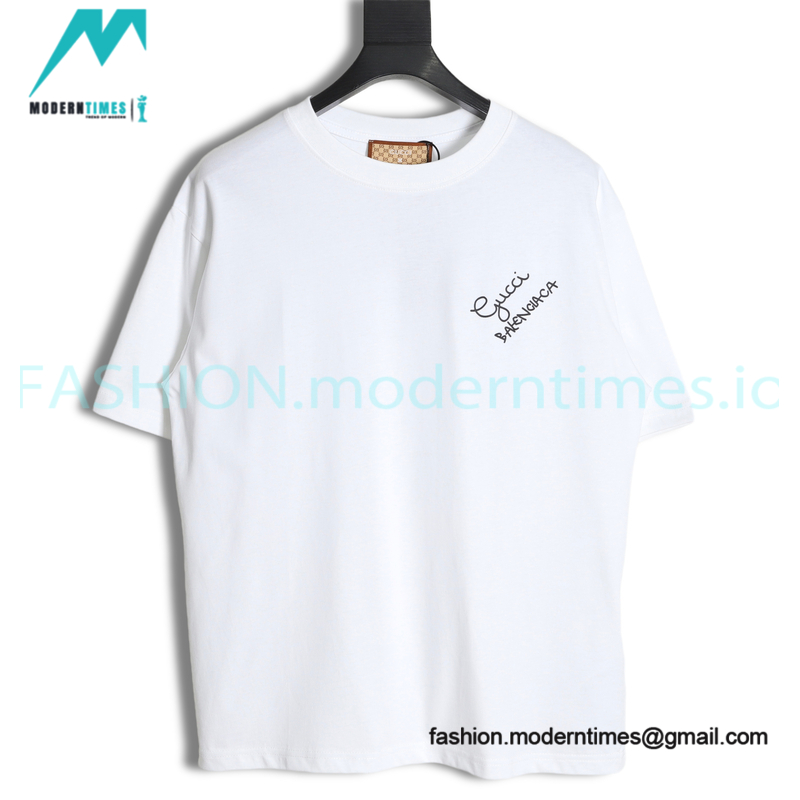 Balenciaga - Gucci 2023 Co-branded Color Gradient Logo Spring/Summer New T-shirt