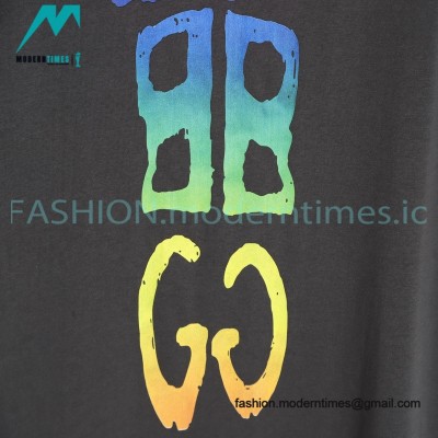 Balenciaga - Gucci 2023 Co-branded Color Gradient Logo Spring/Summer New T-shirt