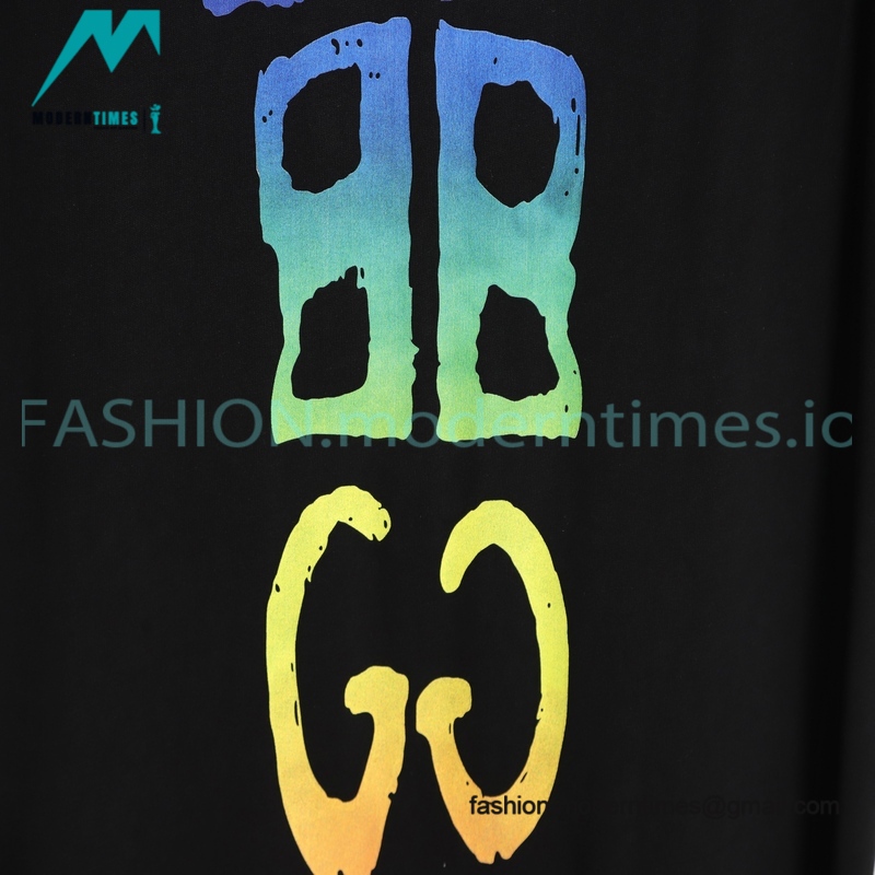 Balenciaga - Gucci 2023 Co-branded Color Gradient Logo Spring/Summer New T-shirt