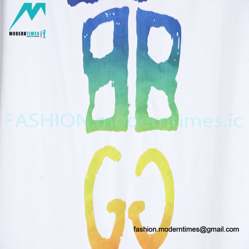 Balenciaga - Gucci 2023 Co-branded Color Gradient Logo Spring/Summer New T-shirt