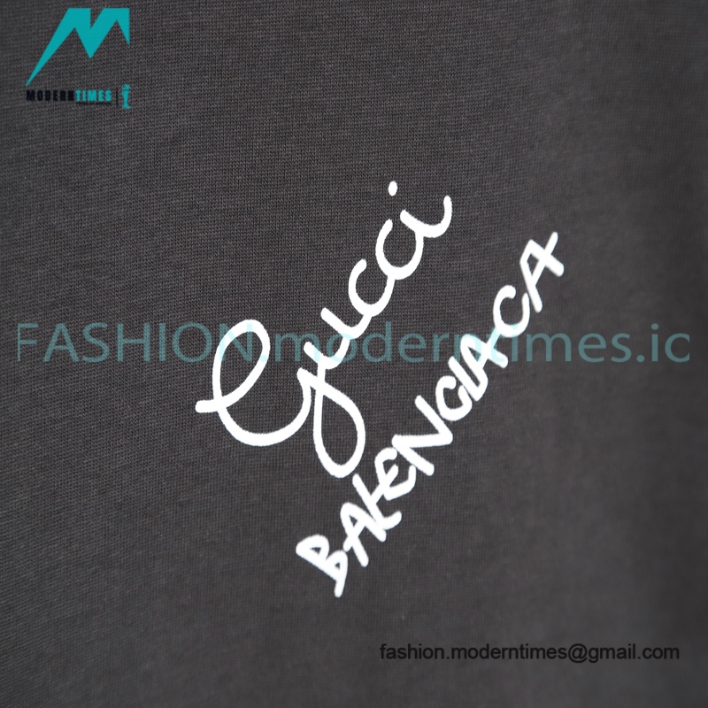 Balenciaga - Gucci 2023 Co-branded Color Gradient Logo Spring/Summer New T-shirt
