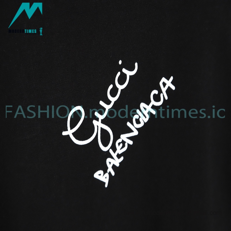 Balenciaga - Gucci 2023 Co-branded Color Gradient Logo Spring/Summer New T-shirt