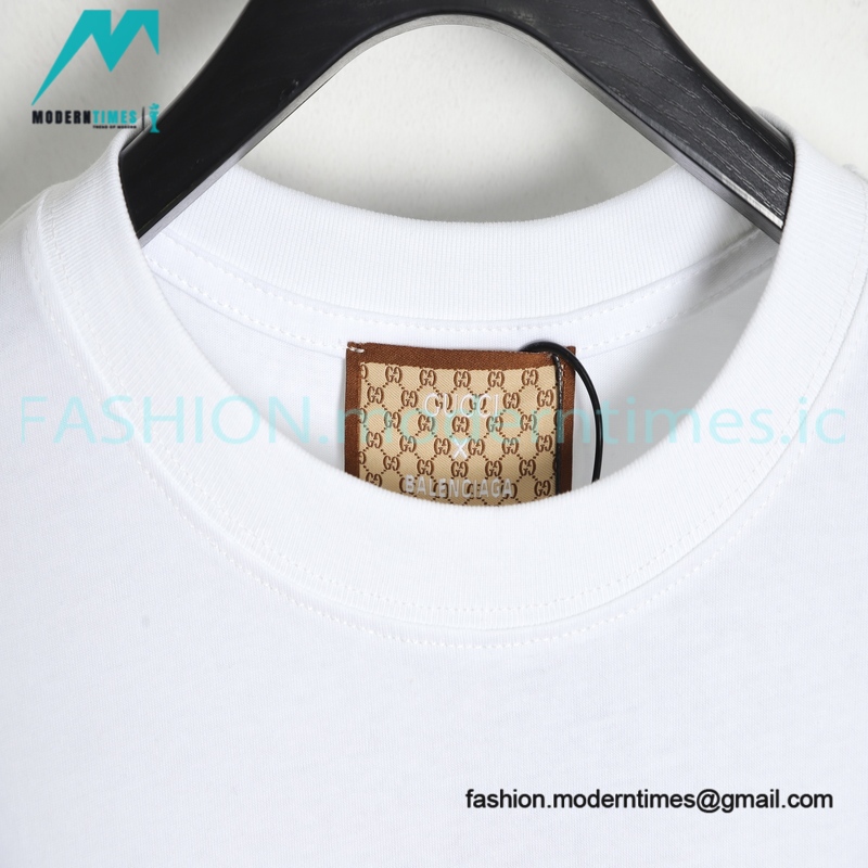 Balenciaga - Gucci 2023 Co-branded Color Gradient Logo Spring/Summer New T-shirt
