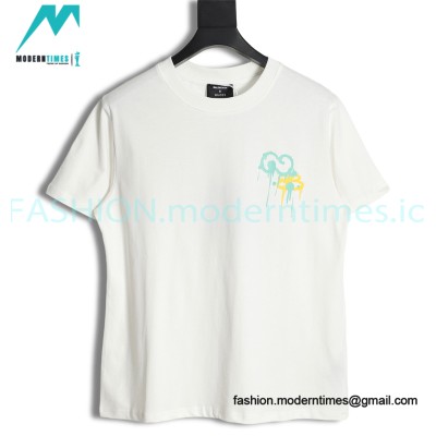 Balenciaga - Gucci Co-branded Green and Yellow Fluid Graffiti Print Short Sleeve