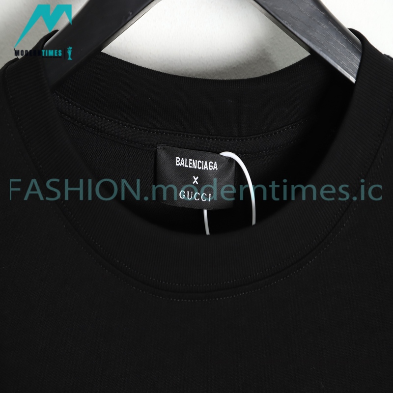 Balenciaga - Gucci Co-branded Green and Yellow Fluid Graffiti Print Short Sleeve
