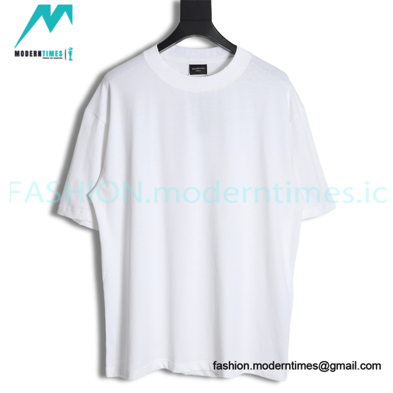 Balenciaga - 23SS Threaded Back Neck Embroidered Word Short Sleeve T-shirt