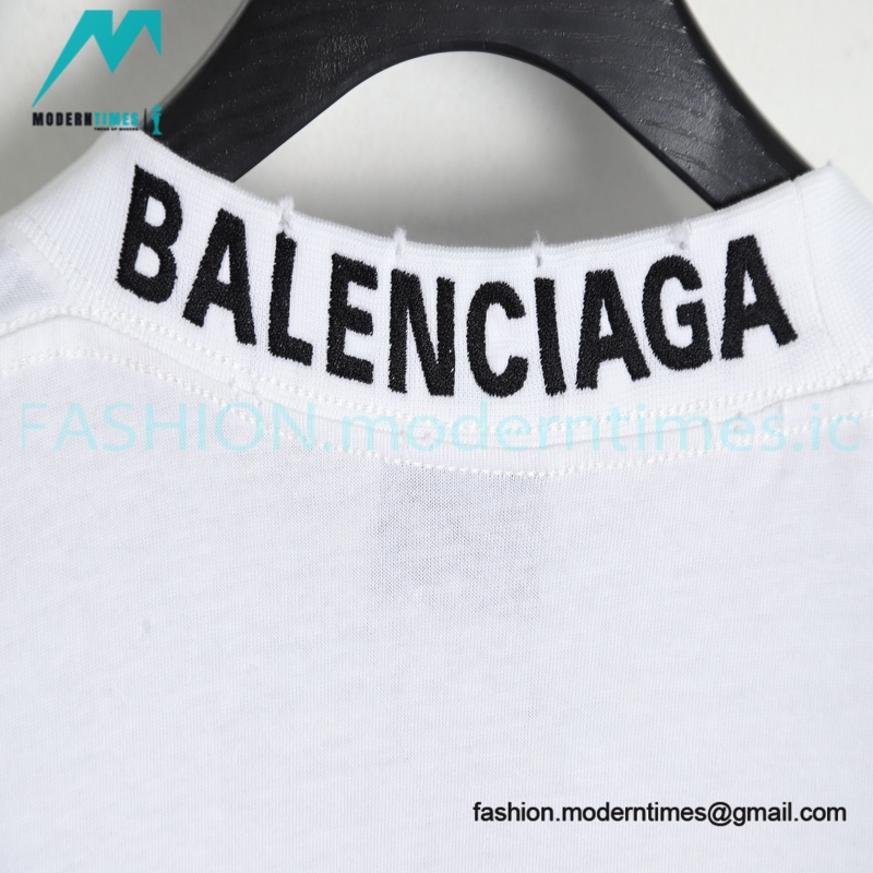 Balenciaga - 23SS Threaded Back Neck Embroidered Word Short Sleeve T-shirt
