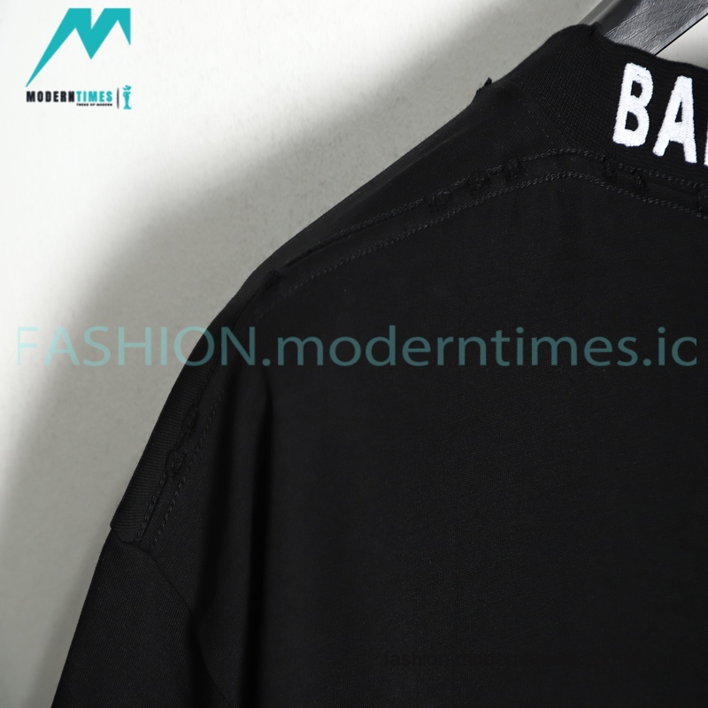 Balenciaga - 23SS Threaded Back Neck Embroidered Word Short Sleeve T-shirt