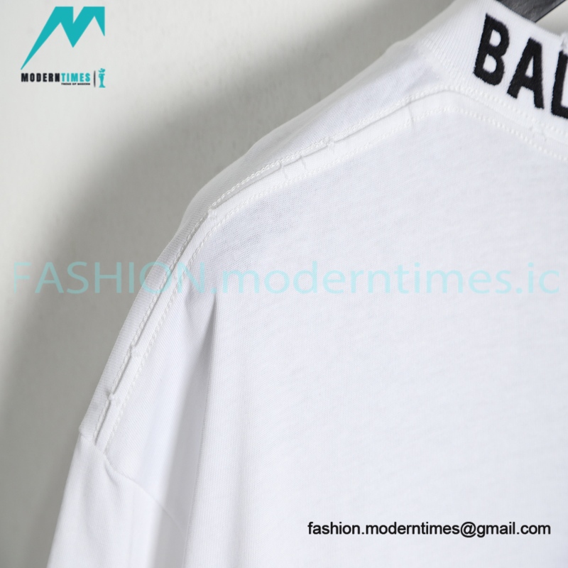 Balenciaga - 23SS Threaded Back Neck Embroidered Word Short Sleeve T-shirt