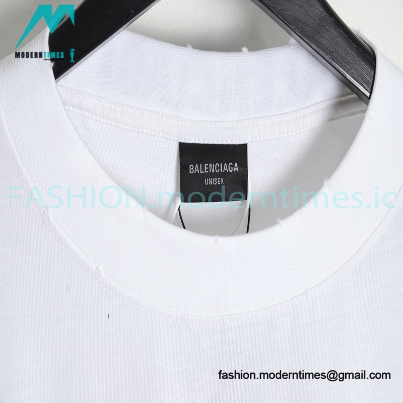 Balenciaga - 23SS Threaded Back Neck Embroidered Word Short Sleeve T-shirt