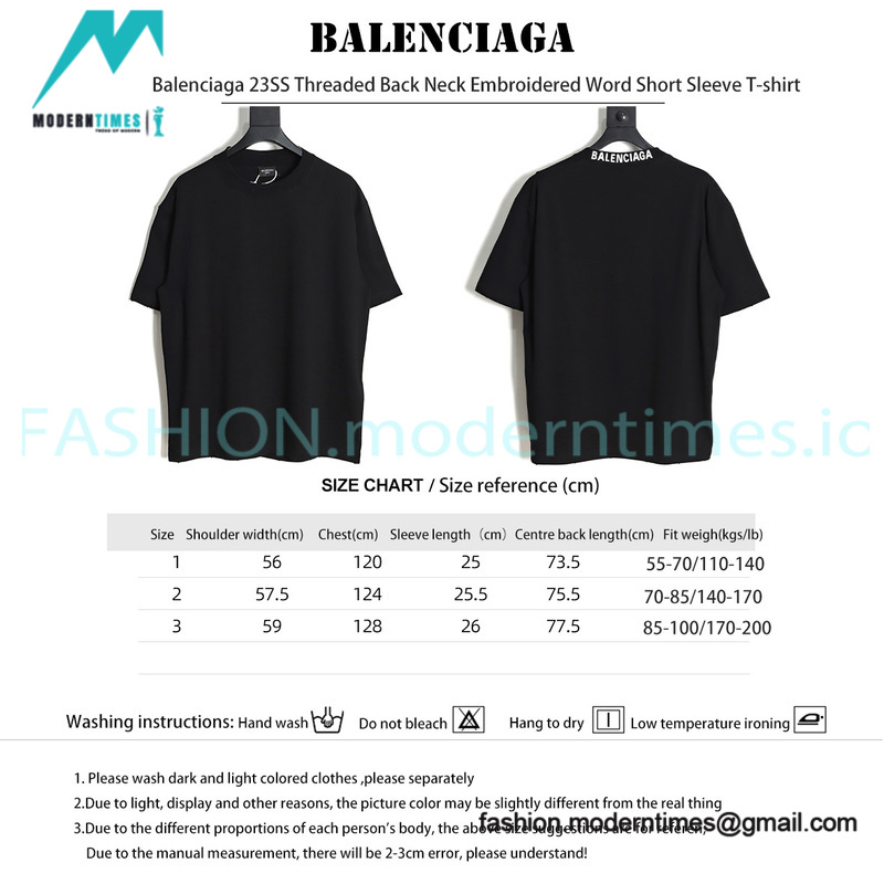 Balenciaga - 23SS Threaded Back Neck Embroidered Word Short Sleeve T-shirt
