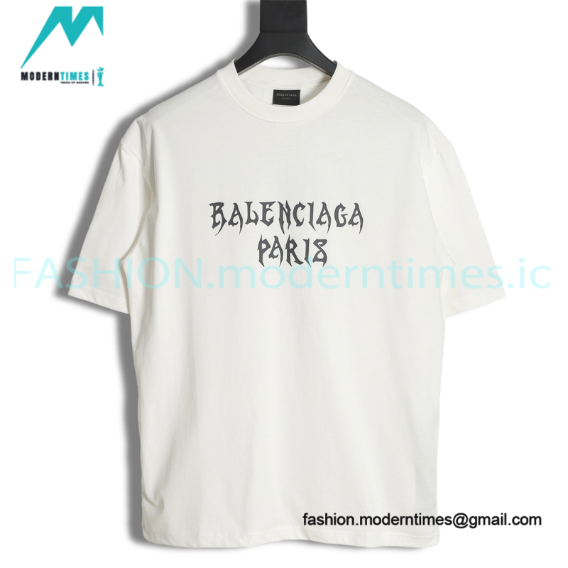 Balenciaga - Bone Letter Print Short Sleeve T-shirt