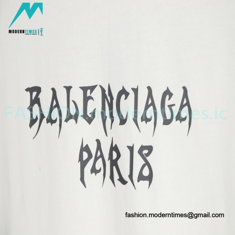 Balenciaga - Bone Letter Print Short Sleeve T-shirt