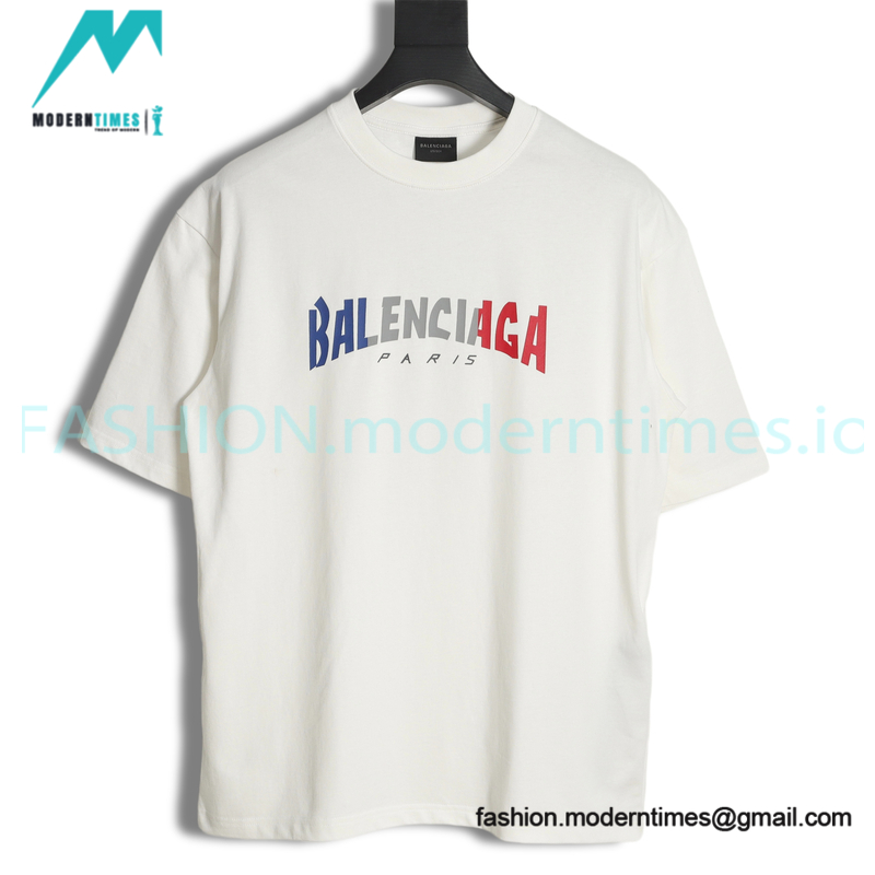 Balenciaga - Blue/White /Red Letter Print T-shirt