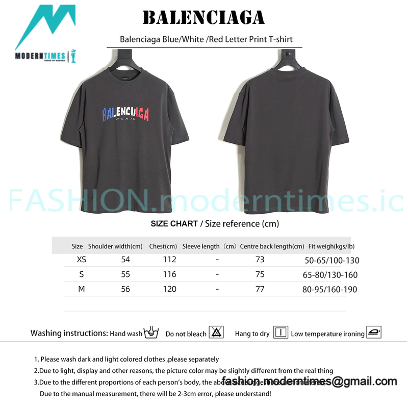 Balenciaga - Blue/White /Red Letter Print T-shirt