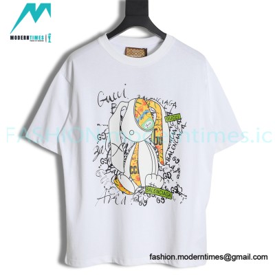 Balenciaga - Gucci  Floral Rabbit Print Short Sleeve T-shirt