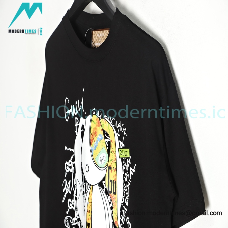 Balenciaga - Gucci  Floral Rabbit Print Short Sleeve T-shirt