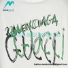 Balenciaga - Gucci Co-branded Style White/Green Graffiti Short Sleeve