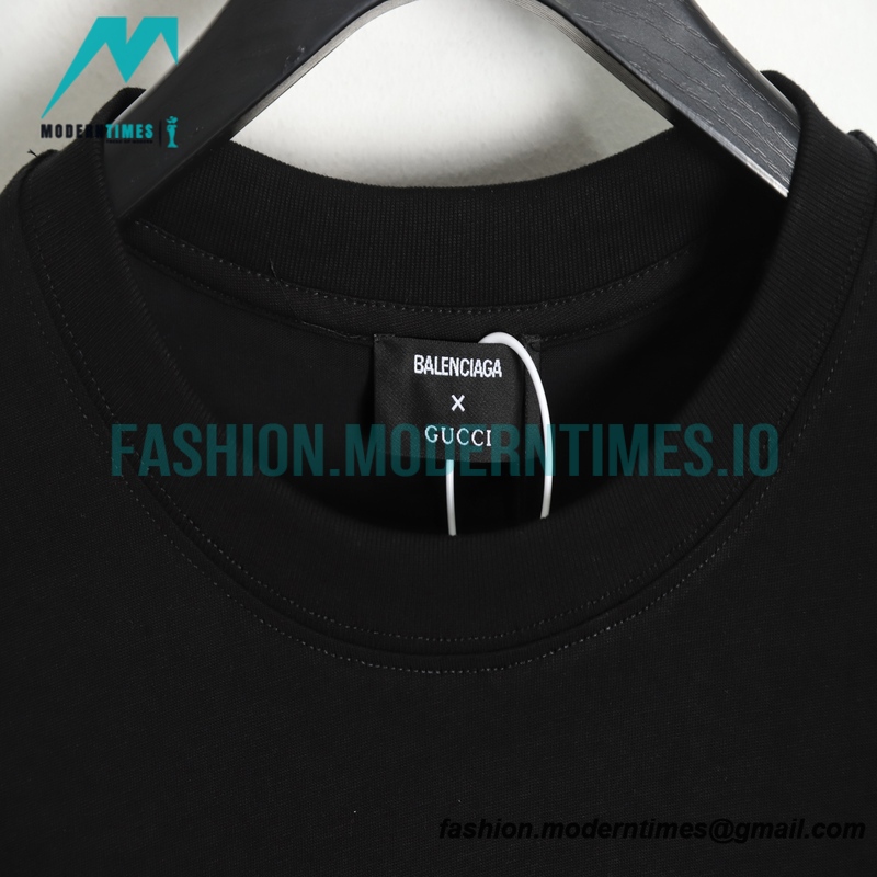 Balenciaga - Gucci Co-branded Style White/Green Graffiti Short Sleeve