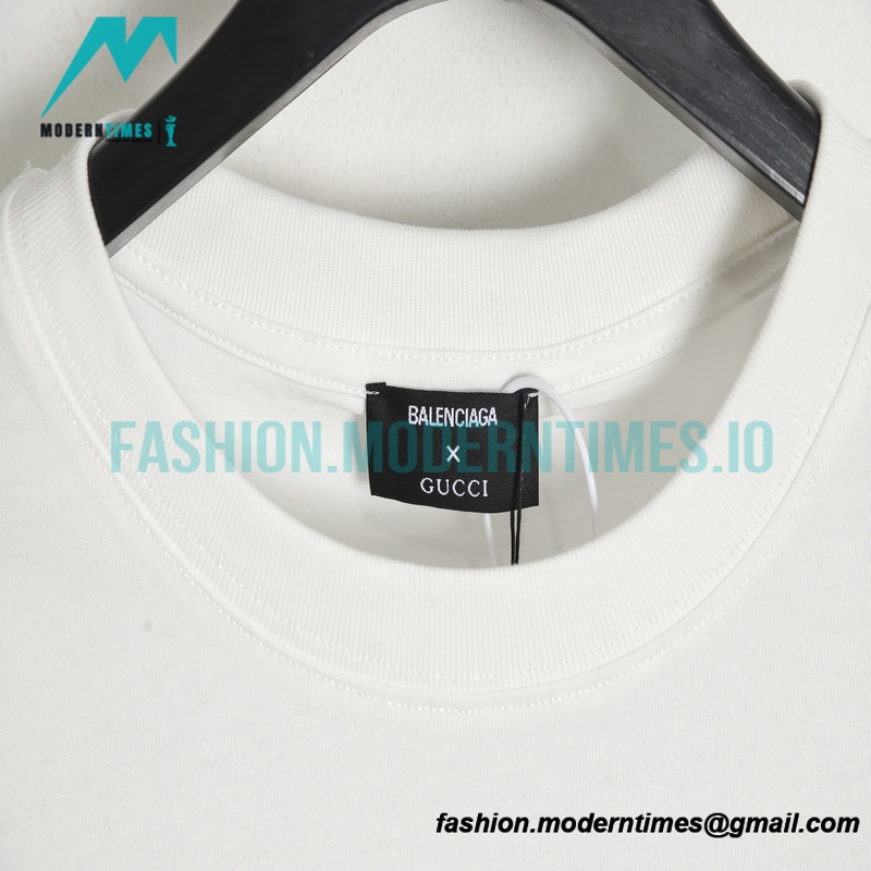 Balenciaga - Gucci Co-branded Style White/Green Graffiti Short Sleeve